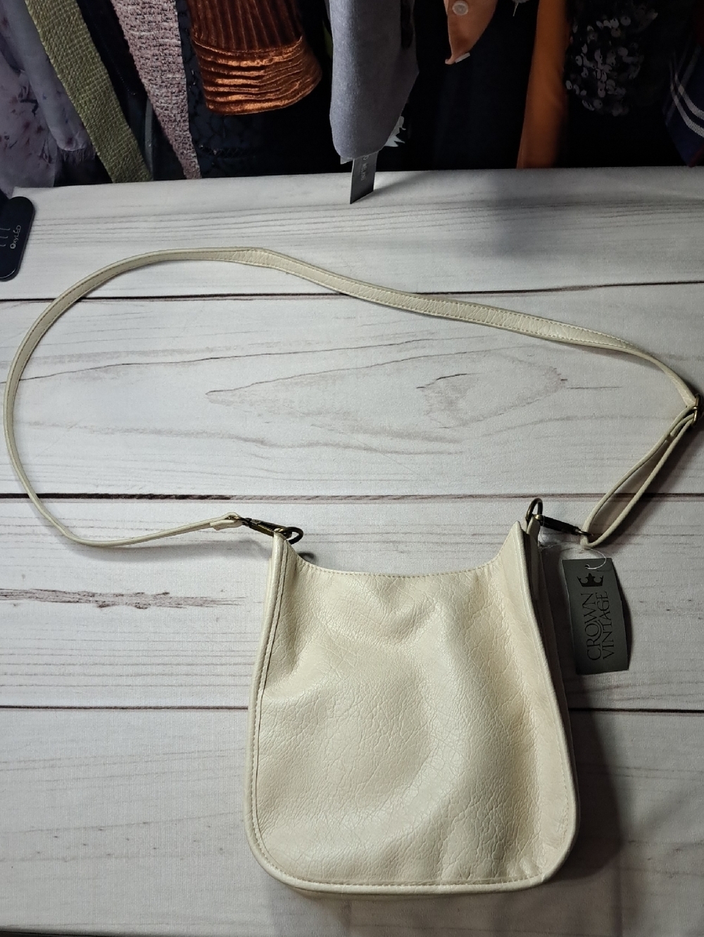 Crown Vintage Cream Crossbody Bag